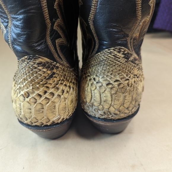 Nocona Boots Gold Honey Exotic Genuine Python Leather Round Toe Cowboy Western B - Picture 6 of 12